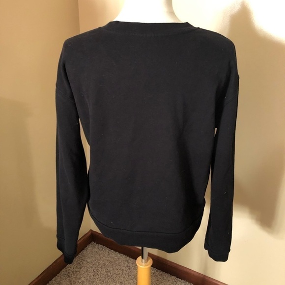 Betsey Johnson Lace “Loved” Black Sweatshirt Sz M - Picture 4 of 6